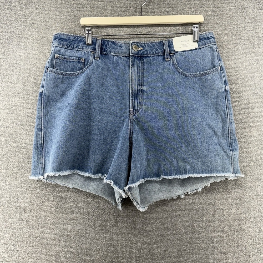 Hollister Ultra High Rise 90's Cut Off Shorts Women Size 16/33 Blue Denim NEW